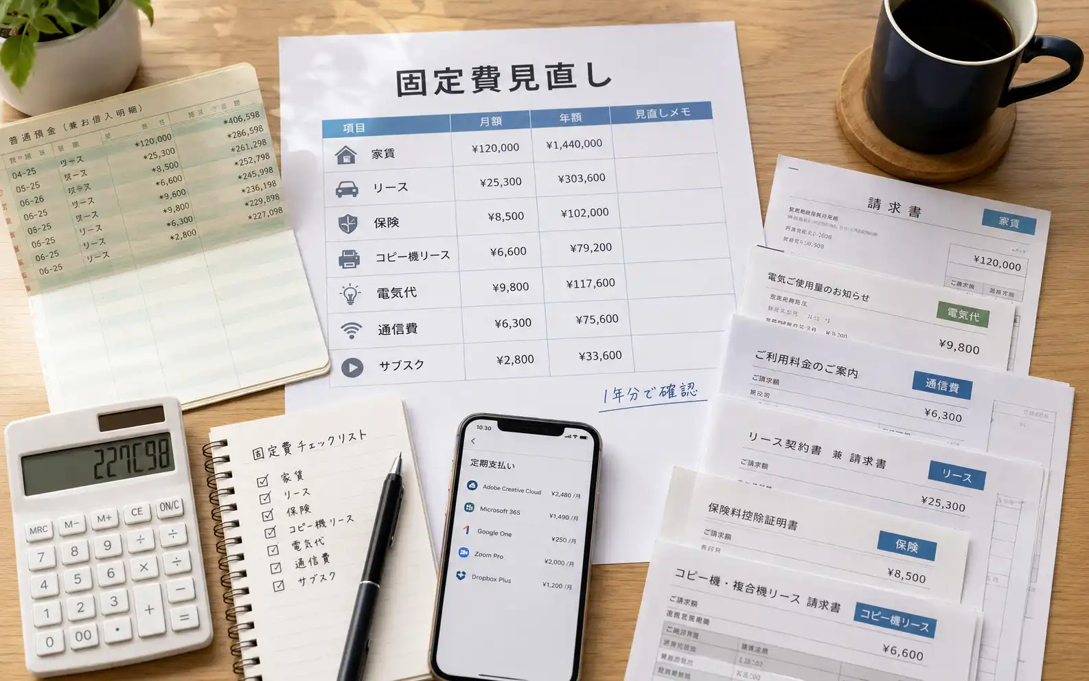 中小企業の固定費削減で見直したい電気代・通信費・サブスクのイメージ