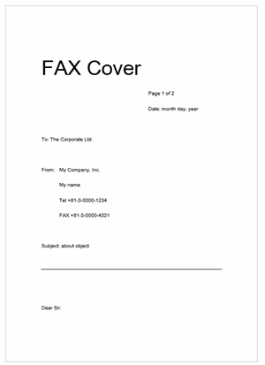FAX送付状（英語版）の書式テンプレート:テンプレート・フリーBiz